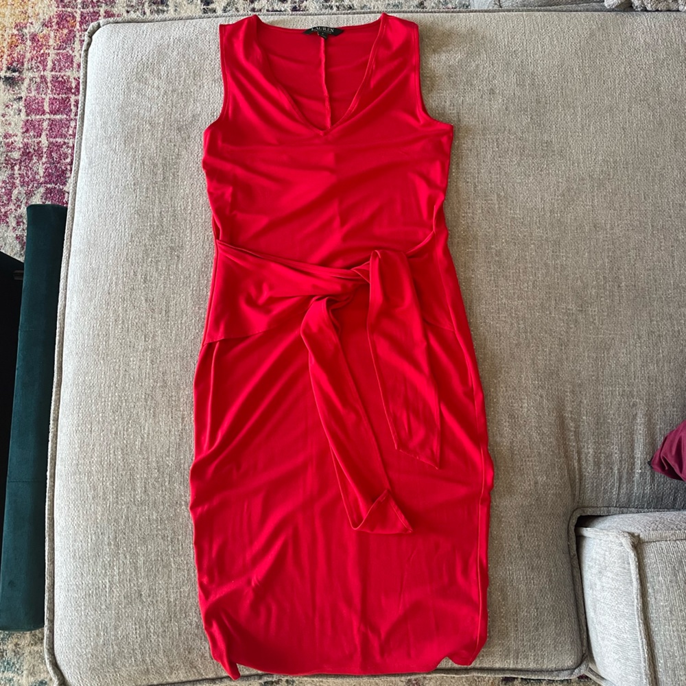 Ralph Lauren tie front midi dress